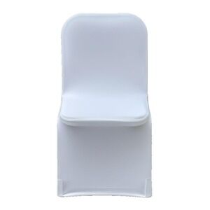White Wedding Chair Cover Fitted Polyester Set of 6 Banquet Folding Party Event